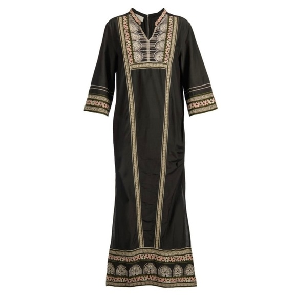 NWT Souk Indigo Mabel Boho Ethic Embroidered Stitch Modest Maxi Dress - Picture 1 of 15